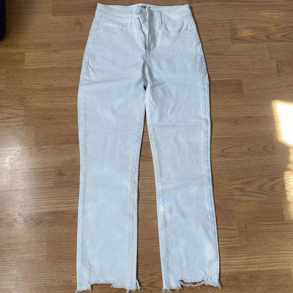 White straight leg jeans